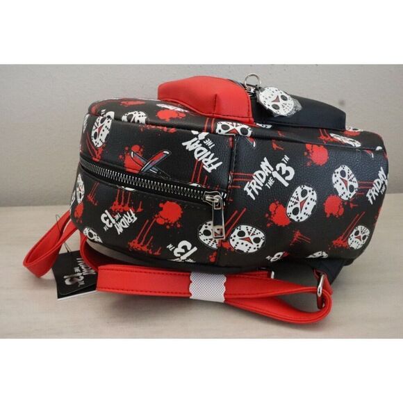 Bioworld Hot Topic Black/Red Jason Voorhees Friday the 13th! Backpack - Picture 4 of 7